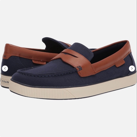 Cole Haan Nantucket 2.0 Men’s Penny Loafer Navy and Tan Size 13W NEW main image 9